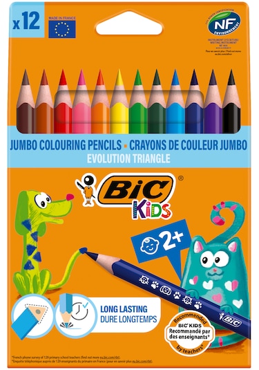 Bic Kids Evolution Üçgen Jumbo Kuru Boya Kalemi 12 Renk