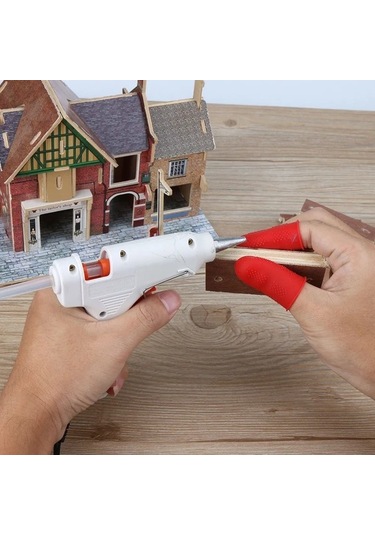 Venturemart Kırmızı Stil 3 Parça Kaymaz Sıcak Tutkal Tabancası Parmak Kapakları Silikon Parmak Koruyu