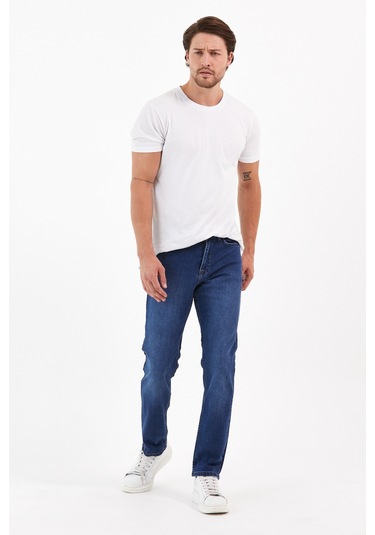 Digital Jeans Normal Kesim Fermuarlı Geniş Paça Yüksek Be Koyu Mavi Açık Gri