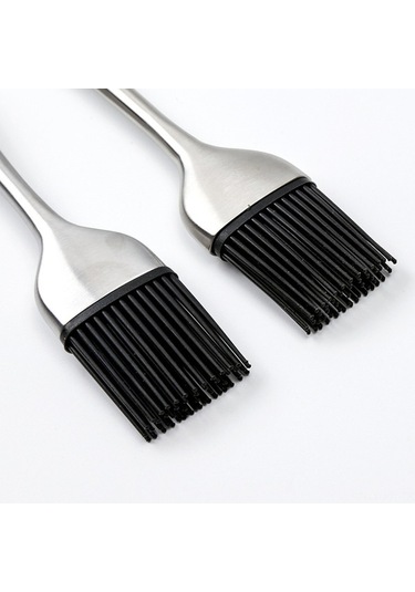 Fortunelane Large Ergonomic Stainless Steel Handle Silicone Bbq Brush - 230c Heat Resistant, Easy To Wash, For Spreading Sauce On