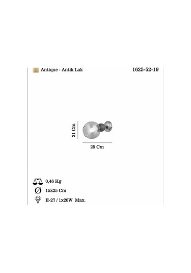 Bonne Teklı Antık Lak Aplık 1xe27 Çok Renkli