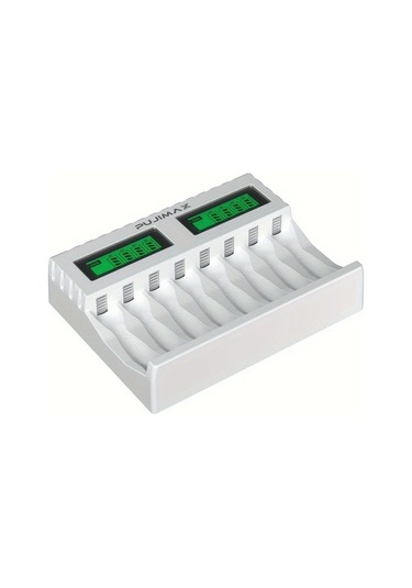 Honeybeeshop Pujimax 8 Yuvalı Lcd Akıllı Şarj Cihazı Aa Aaa Piller İçin Beyaz