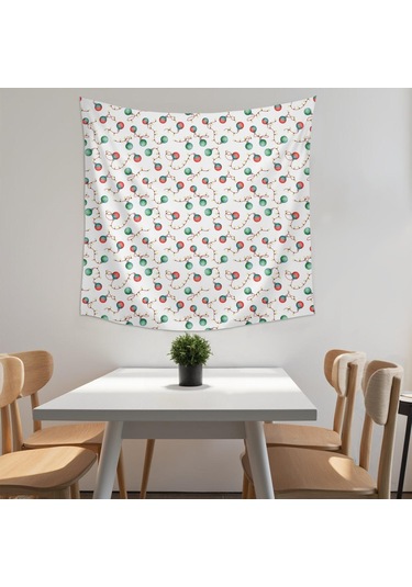 Noel Temalı Kare Duvar Gobleni 59x59 İnç, Oturma Odası, Yatak Odası Ve Genç Odası Süslemesi İçin