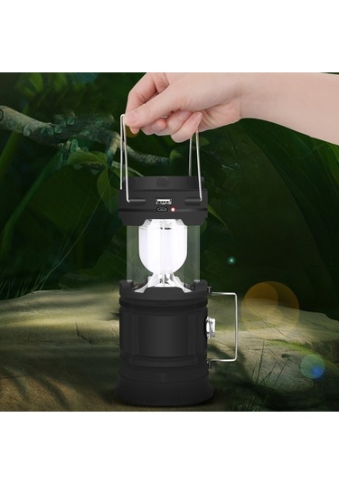 Soulader Taşınabilir Usb Şarjlı Solar Kamp Lambası Açık Hava Ve Acil Durum Işık Desteği İle Pratik Aydınlatma Çözümü Siyah