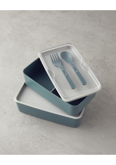 English Home Mezaluna Plastik 2 Katlı Lunch Box 720 Ml +720 Ml Yeşil Yeşil
