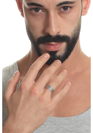 Labalaba Erkek Antik Gümüş Kaplama Ayarlanabilir Baklava Desenli Yüzük Gümüş