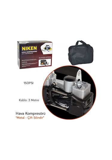 Niken Hava Kompresörü Metal Çift Silindir