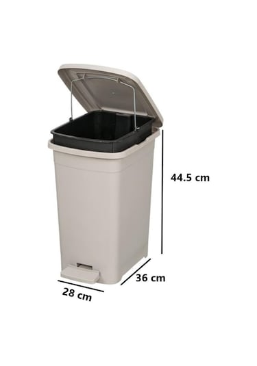 Omnipazar Elf-i342 Slim Pedallı Plastik Çöp Kovası İç Kovalı 25 Lt Gri