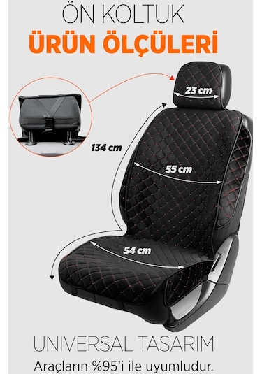 Tay Tüyü Terletmez Kumaş Oto Koltuk Kılıfı Ön Ve Arka Tam Koltuk Seti - Siyah-kırmızı