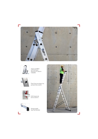 Çağsan TS6160 3x6 Basamaklı Triocombi Üç Parçalı Çok Amaçlı Merdiven