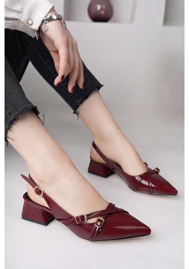 Luis A Costa 3 Tokalı Bordo 4 Cm Topuklu Ayakkabı Renkli