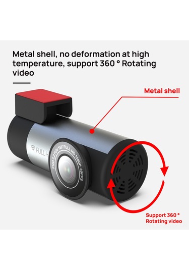 Springsun Araç İçin 1080p Full Hd Görüntü Kaydedici - 150 Geniş Açı Lens, Gece Görüşü, Döngüsel Kayıt, Wıfı Desteği, Usb İle Android/ios Uyumlu Gri