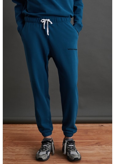 Marshall Erkek Pamuklu Içi Polarlı Nakışlı Relaxed Petrol Yeşili Eşofman Takımı