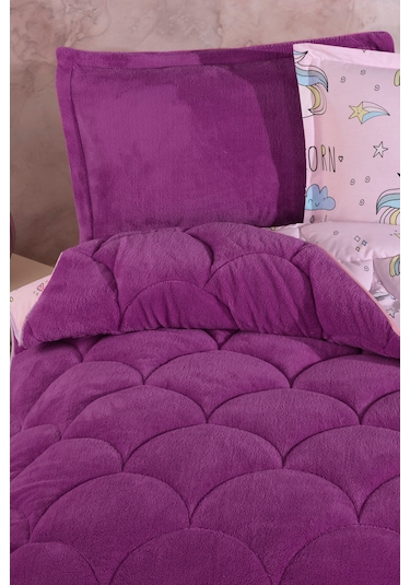 Nordqueen Wellsoft Tek Kişilik Uyku Seti Çift Taraflı Unicorn Pembe