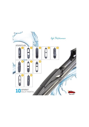 Arka Cam Sileceği 300mm 10 Aparatlı Universal Tüm Araçlara Uyumludur