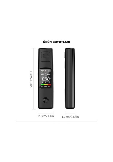 Hymark Taşınabilir Alkol Ölçüm Test Cihazı Trafik Alkol Tester Yüksek Hassasiyet Hızlı Tepki Şarjlı Dahili Pil Diğer