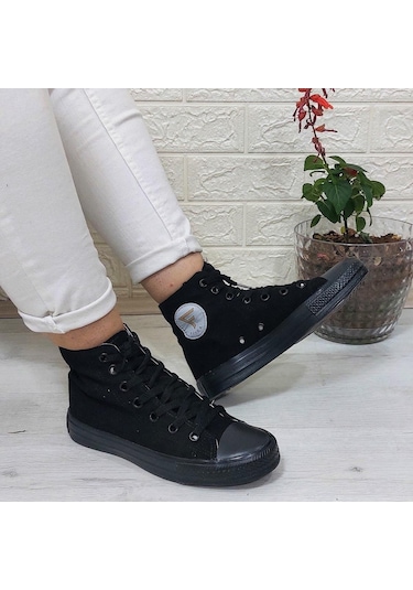 Fiyra 555 Siyah-siyah Uzun Unisex Sneaker Keten Spor Ayakkabı 001