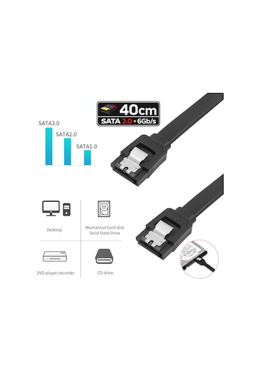 Sata 3.0 Data Kablosu 40 Cm 6gb/s Hdd Ve 2.5" Sata Ssd Bağlantı Kablosu 1 Adet