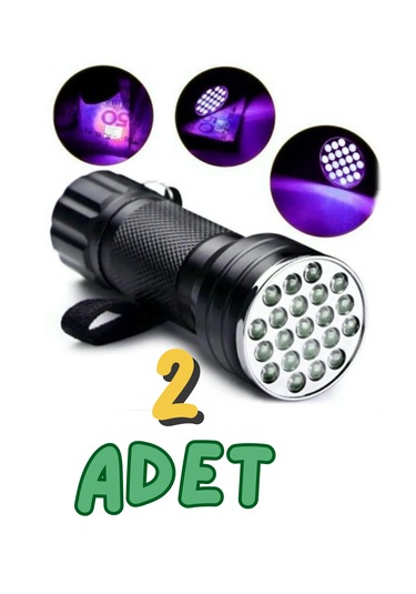 Harry 2 Adet Uv Işınlı 21 Led Ultraviyole Mor Işıklı Metal El Feneri Siyah