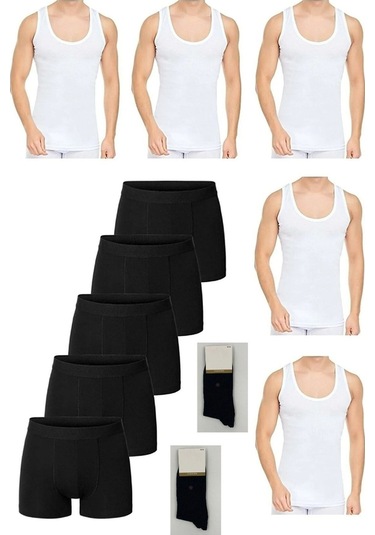 10 Parça Atlet ve Boxer Takımı Ekonomik Paket 5 Boxer 5 Atlet 001