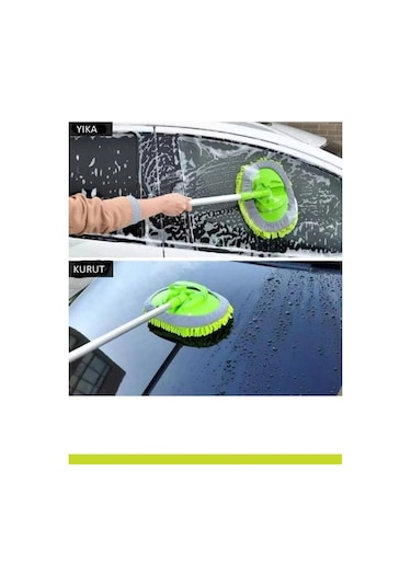 1 Yedek Bezi Mikrofiber Çok Fonksiyonlu Teleskopik Sopalı Oto Araba Yıkama Temizleme Fırçası Mopu