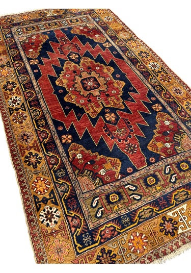 El Dokuma Antika 140 Yaşında Zile Halısı 130x230 Kök Boya Başyapıt Halı Kiremit