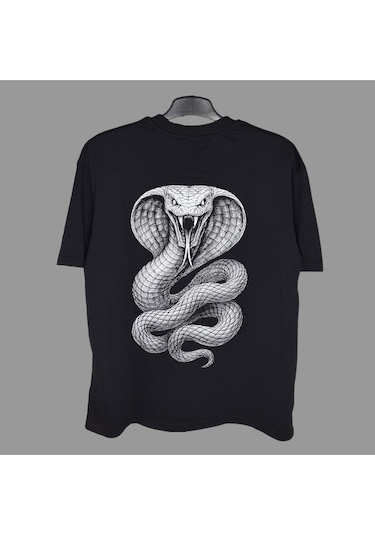 Dark Line Venom Temple Sırt Baskılı %100 Pamuk Unisex Siyah Oversize T-shirt Siyah