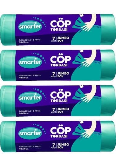 Smarter 4'lü Jumbo Boy Çöp Torbası 80 x 110 CM Çöp Poşeti