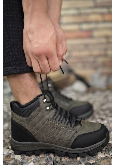 X-Step X6 Haki Termal Kürklü Kışlık Erkek Bot Ayakkabı