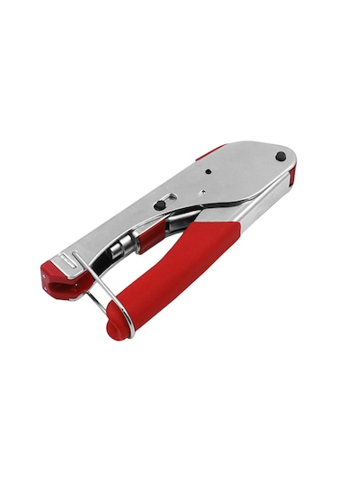 Youtek Rg59 Rg6 Eksenel Kablo F Bağlantı Presi - Çelik+abs Malzemeyle Kablo Montaj Aracı Plastik Poşetli Kırmızı