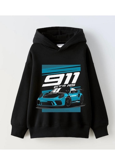911 Kapüşonlu Çocuk Sweatshirt Siyah