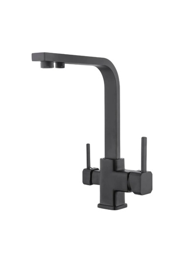 Paslanmaz Pirinç Arıtmalı Kare Siyah Eviye Bataryası Siyah