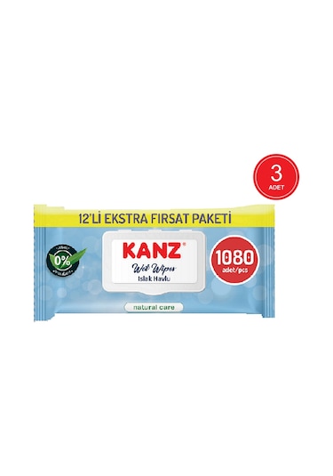 Kanz Natural Care Islak Mendil 3'Lü Paket 270 Yaprak