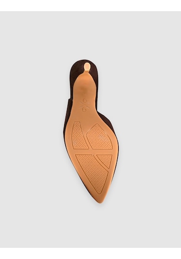 Cabani Kahverengi Süet Hakiki Deri Slingback Stiletto Kadın Ayakkabı