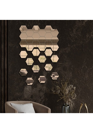 Ayna | Bronz Ayna | 30'Lu Takım Altıgen Ayna Bronz