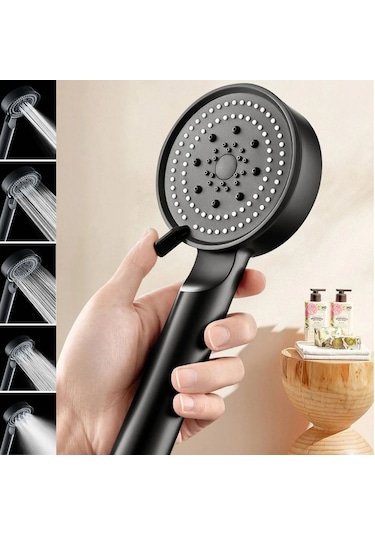 Büro Ev Ofis Yazlık Banyosu İçin 5mod Siyah Yüksek Basınçlı Ayarlanır Duş Başlığı Diğer
