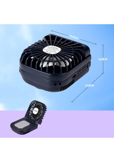 Usb Şarj Katlanır Dış Mekan Handheld Mini Soğuk Sıkıştırma Fan Masaüstü Soğutma Fanı Lacivert