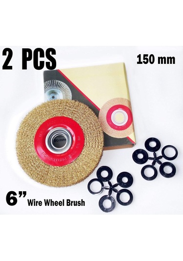 2 Pc- 6 '' Çelik Tel Tekerlek Fırçası Suçlu 1/2 '5/8' 3/4 '7/8' 1 'tezgah Öğütücü