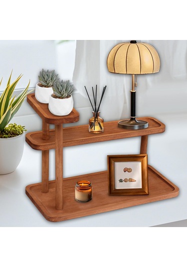 Homyl Masaüstü Düzenleyici Rustik Çok Amaçlı Kozmetik Kiler Koyu Kahverengi