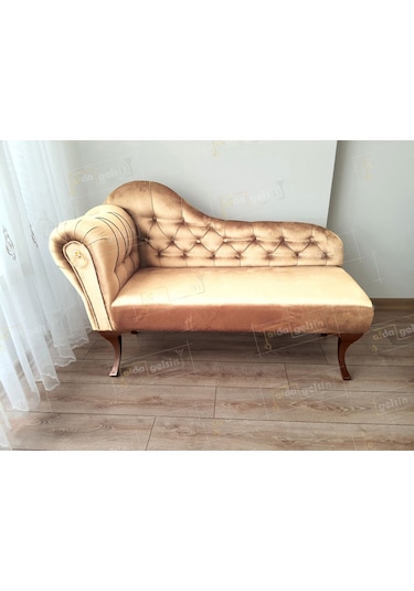 Ters Kol Dekoratif Bihter Koltuk Josefin Puf 120 Cm Ceviz Ayak Pembe