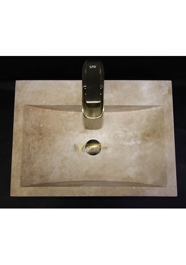 Traverten Dikdörtgen Batarya Çıkışlı Lavabo