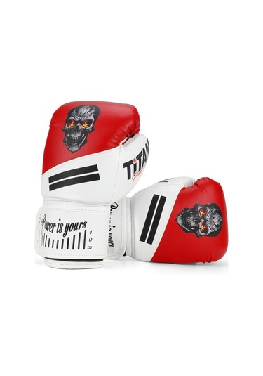Titan Sport Kırmızı Beyaz Kurukafa Desenli Boks Eldiveni Çok Renkli