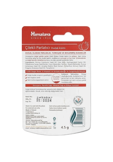Himalaya Çilek Özlü Parlatıcı Dudak Kremi 3 x 4.5 G
