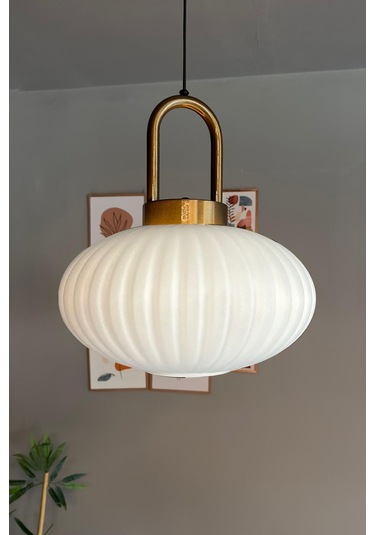 Elegant Cam Beyaz Tekli Avize Eskitme Kilit Başlık Retro Sarkıt Lamba Restoran Salon Aydınlatma Beyaz