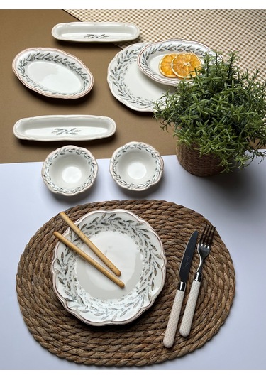 Tabak Evi Porselen Fulya Olivo Kahvaltı Takımı 6 Kişilik 14 Parça Çok Renkli