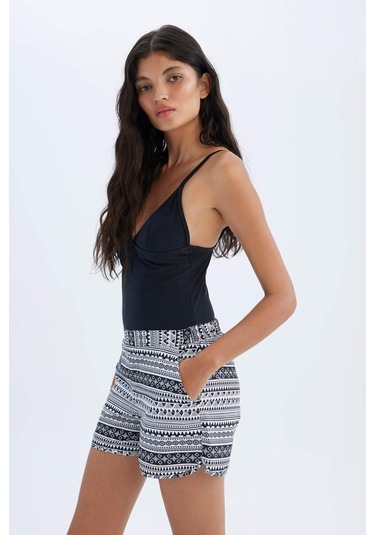 DeFacto Regular Fit Etnik Desenli Deniz Şortu-Fall in Love T5232AZ24SMBK27