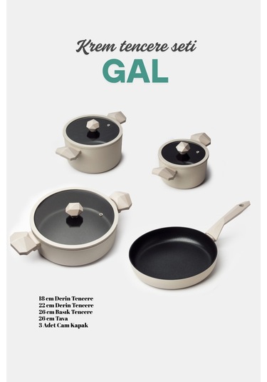 Gal 7 Parça Tencere Seti Krem
