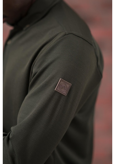 Advante İnce Fitilli Full Likralı Yaka Düğmeli Mevsimlik Slimfit Gömlek Yeşil