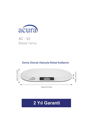 Acura Ac-52 Ce Onaylı 20kg Kapasiteli Dijital Bebek Tartısı