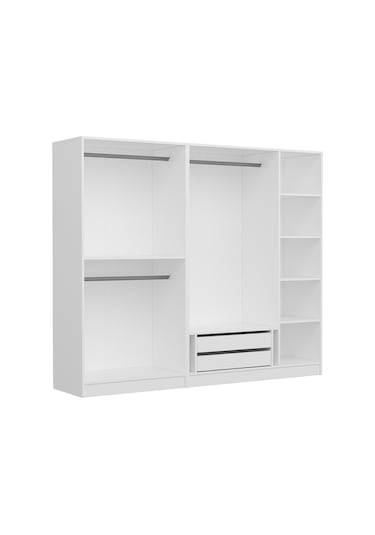 Minar Kale 5 Bölmeli 2 Çekmeceli Giyinme Dolabı Beyaz 190cm